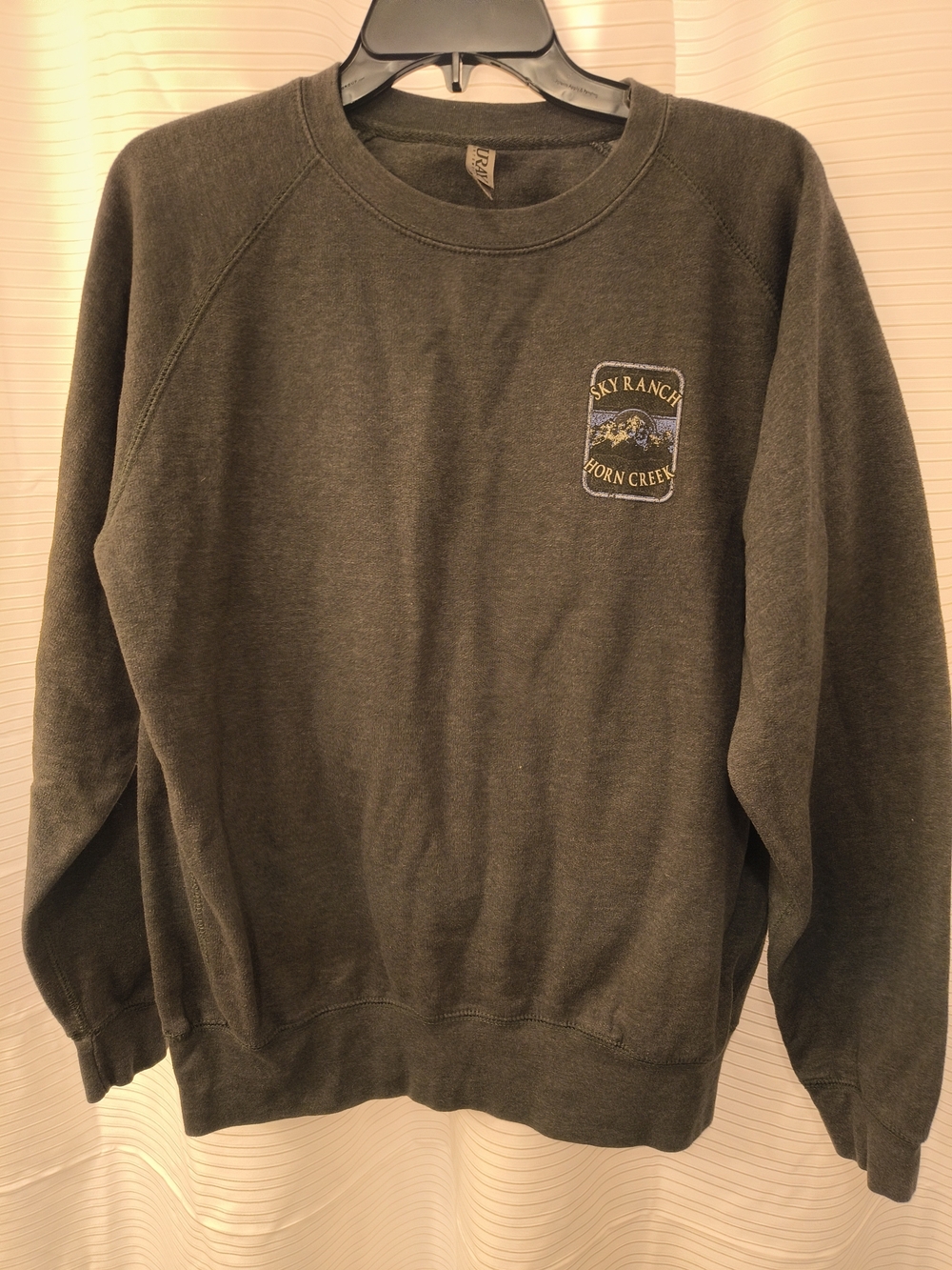 Horn Creek Olive Green Crewneck Sweatshirt - Classic Outdoor Patch